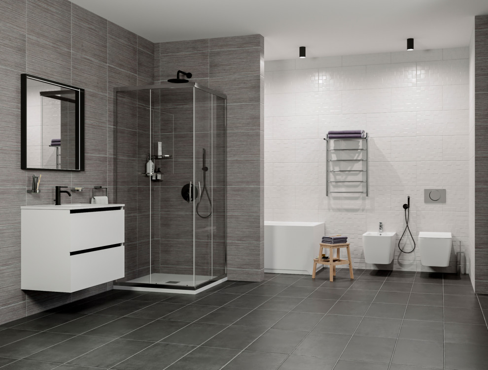 Выразительная и не скучная ванна в стиле минимализм