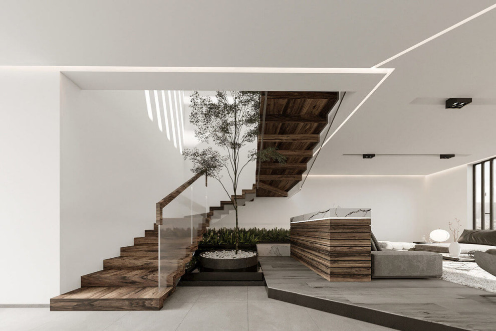 Example of a large minimalist staircase design in Other