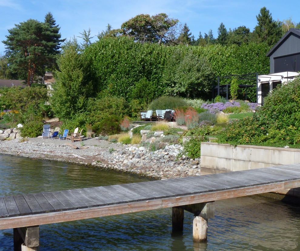 Photo of a contemporary backyard garden in Seattle.