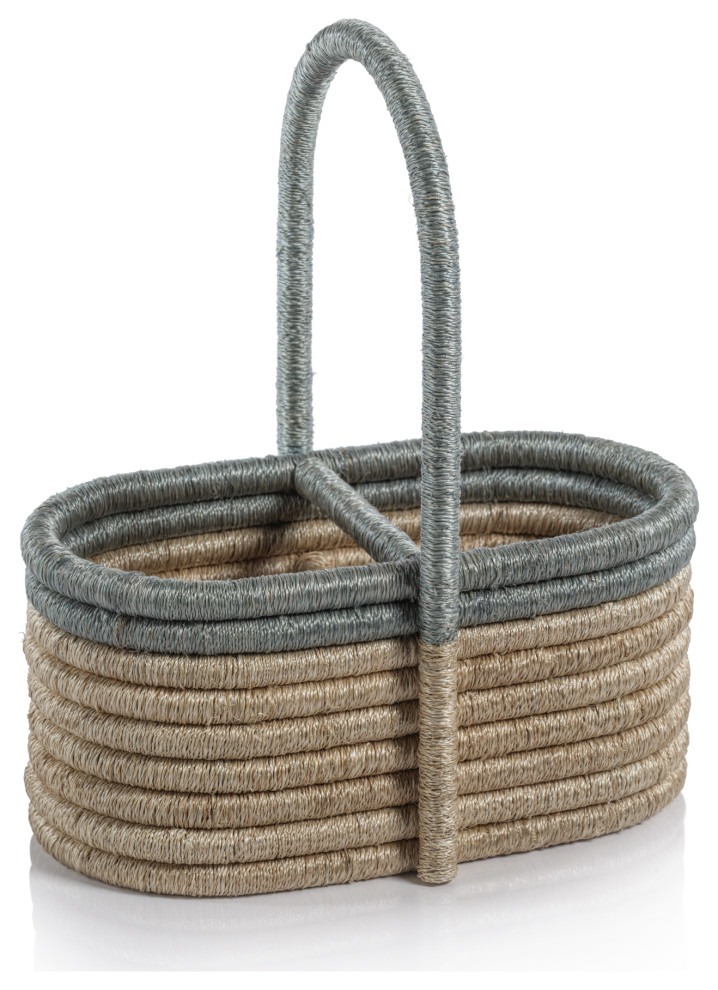 Laloma Coiled Rattan & Abaca Utensil / Wine Caddy - Utensil Holders And ...