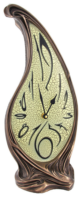 Veronese Cool Bronze Finish Melted Mantel Clock Table Desk Dali
