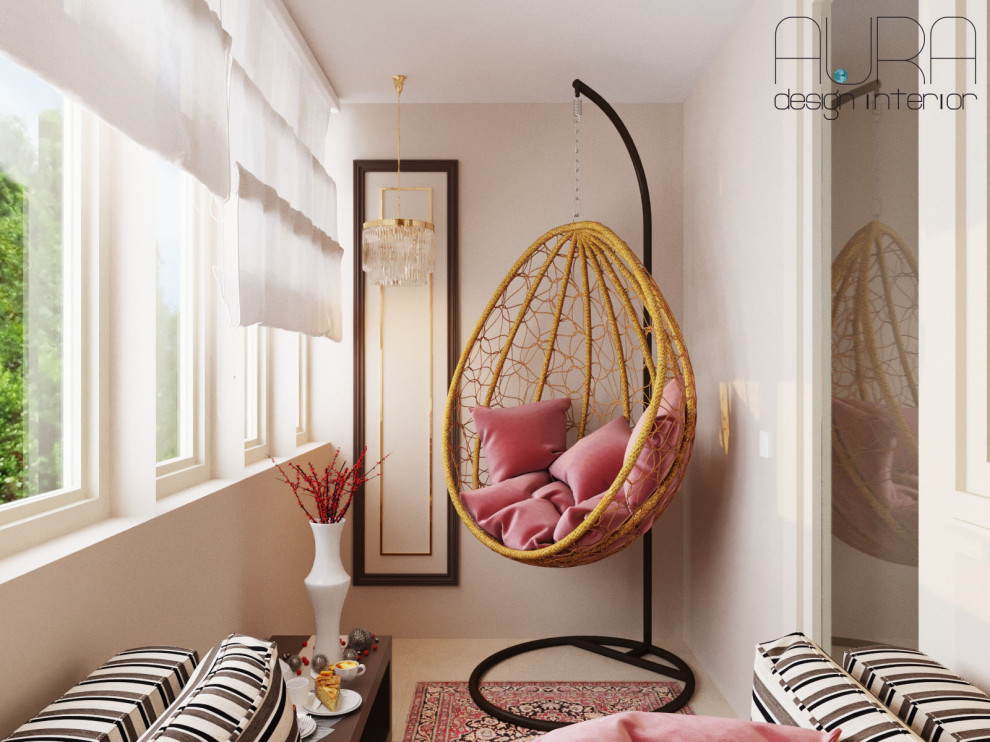 Дизайн квартиры, лоджия в светлых тонах