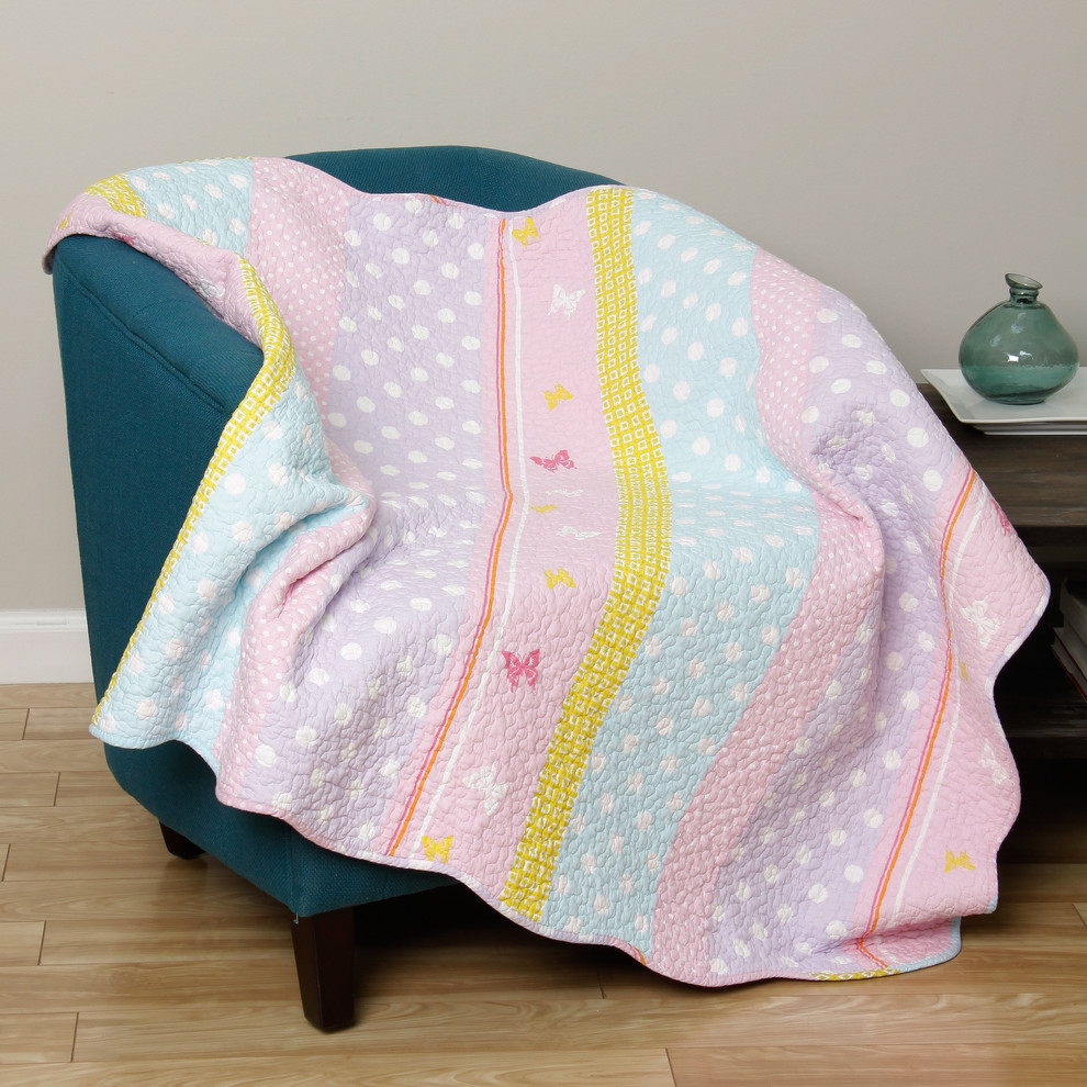 Polka Dot Stripe Quilted Throw