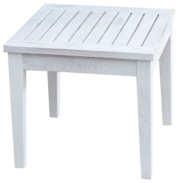 Outdoor Folding Square Coffee//Side Table Acacia Wood Patio Garden Natural//White
