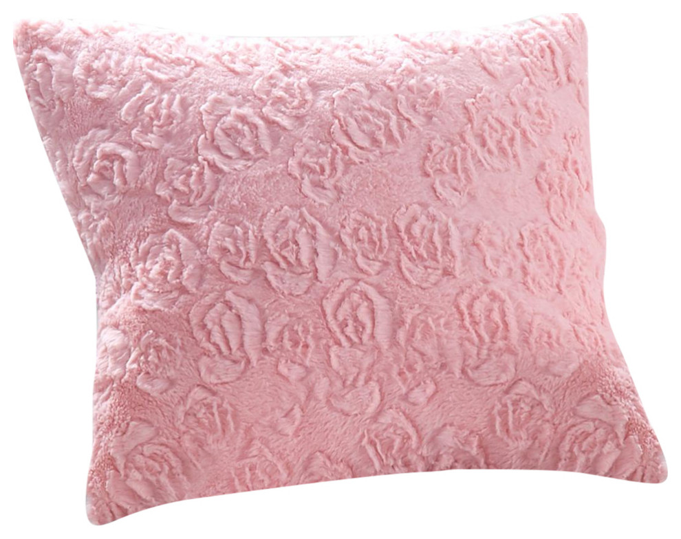 Luxury Faux Fur Euro Throw Pillow Covers Rosey Pastel Baby Pink