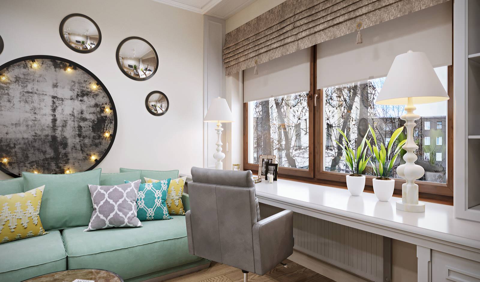 Рабочее место в гостиной