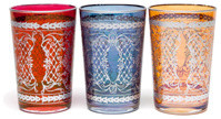 Solid Patterned Moroccan Glass Tea Cups