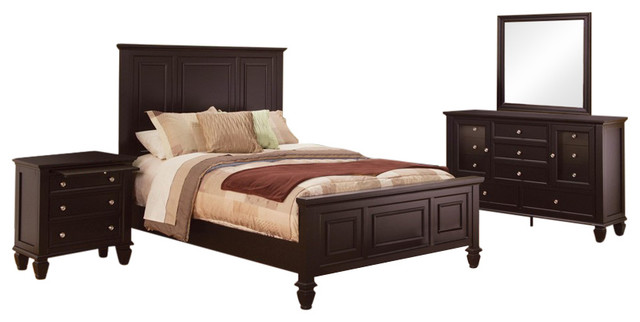 Coaster Sandy Beach 4 Piece Eastern King Bedroom Set Cappuccino