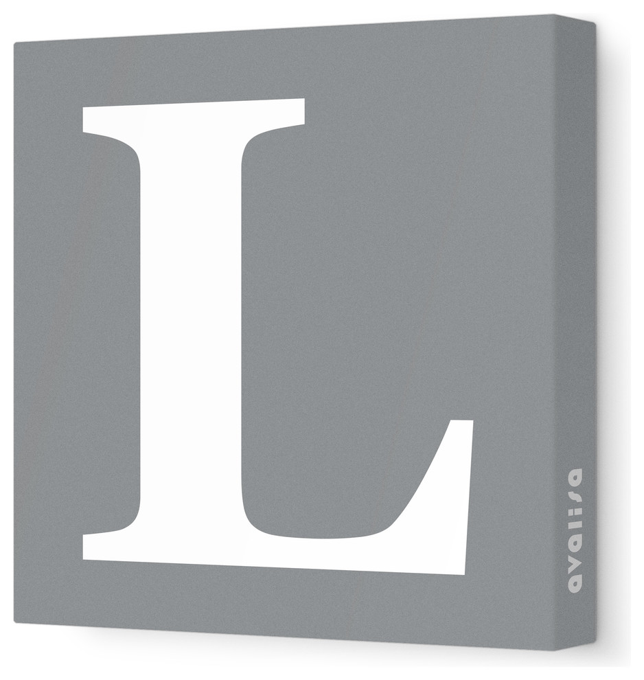 Letter - Upper Case 'L' Stretched Wall Art, 28" x 28", Gray