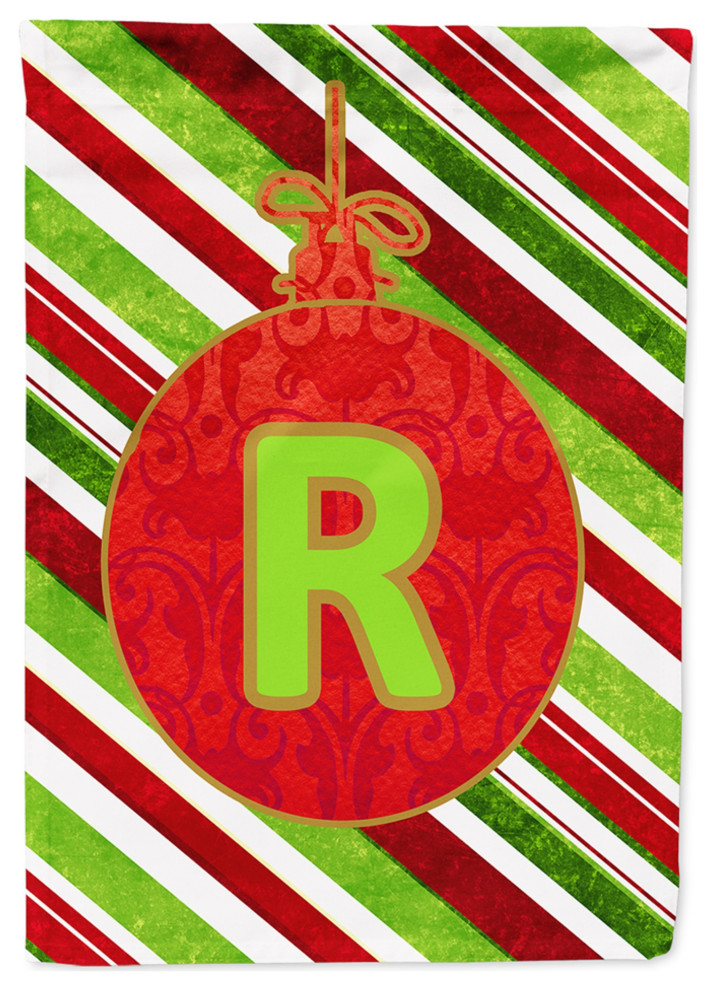 Cj1039-R-Gf Christmas Ornament Holiday Letter R Monogram Initial Flag