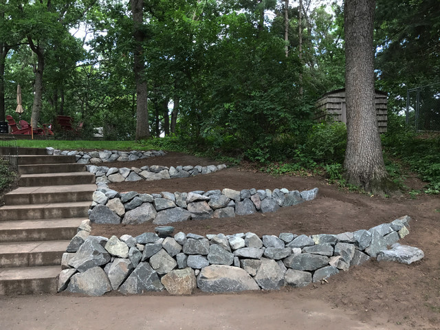 Trap Rock Retaining Walls - Rustic - Landscape - Minneapolis - by Stone  Arch Landscapes | Houzz