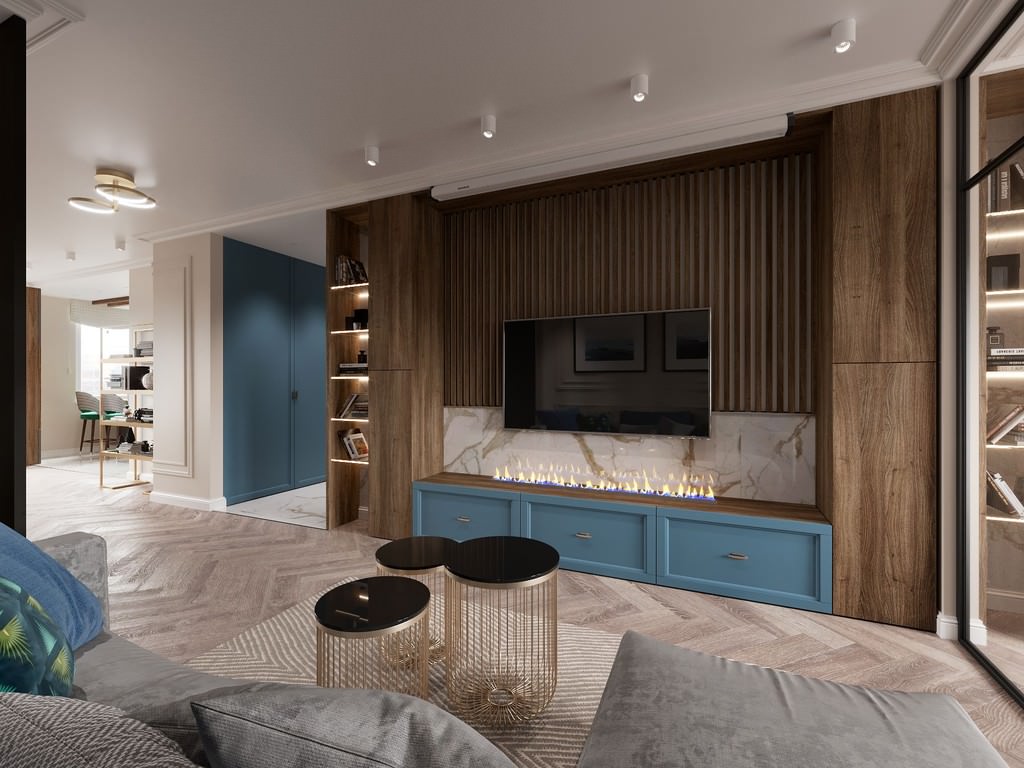 Дизайн интерьера квартиры в современном стиле в ЖК «Царская столица», 107 кв.м.