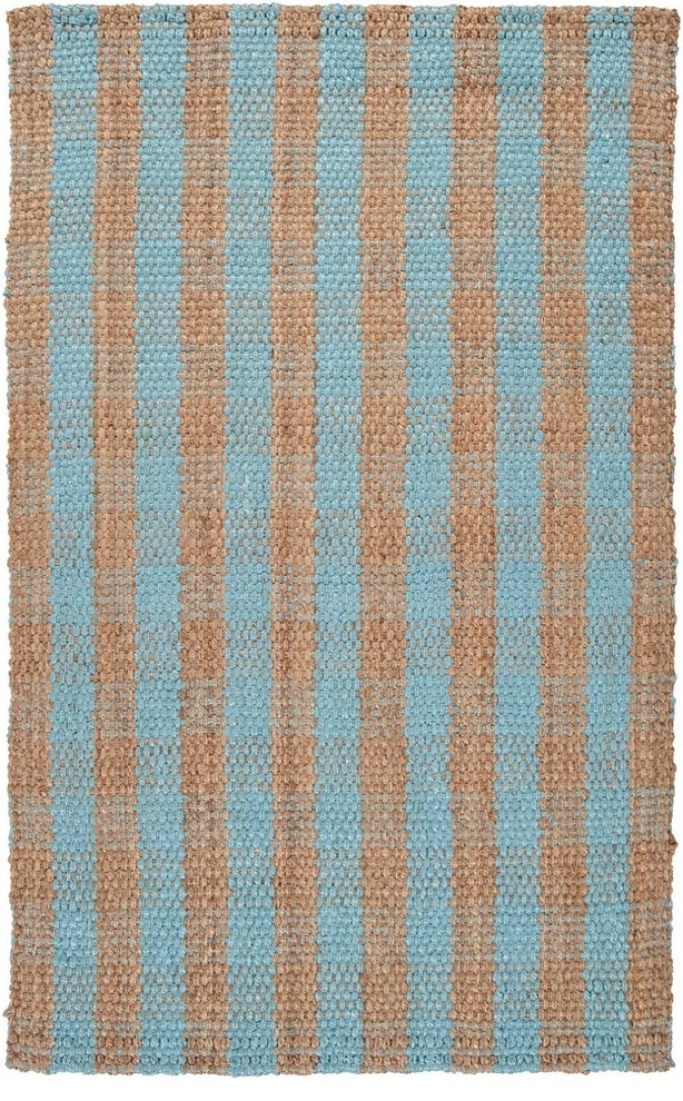 Country Jutes Area Rug, Rectangle, Tan, Bright Cerulean, 8'x10'6"