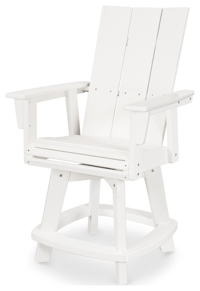 POLYWOOD Modern Adirondack Swivel Counter Chair Beach Style Outdoor