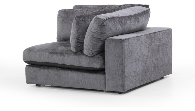 46 Wide Debora Corner Sectional Charcoal Worn Velvet Deep Low Corner Sectional Charcoal Worn Velvet