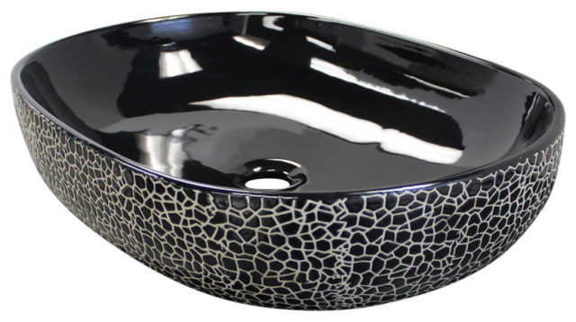 Dowell Ceramic Oval Vessel Sink, Black