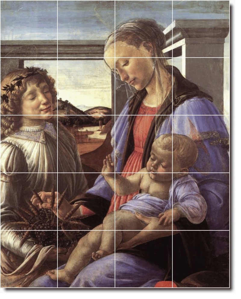 Sandro Botticelli Religious Painting Ceramic Tile Mural #94, 17"x21.25"