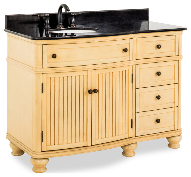 48 Ercream Vanity Curved Front Black Granite Top Offset Bowl Traditional Bathroom Vanities And Sink Consoles By New York Hardware Houzz 48 Ercream Vanity Curved Front, 48 Vanity Top Left Offset Sink