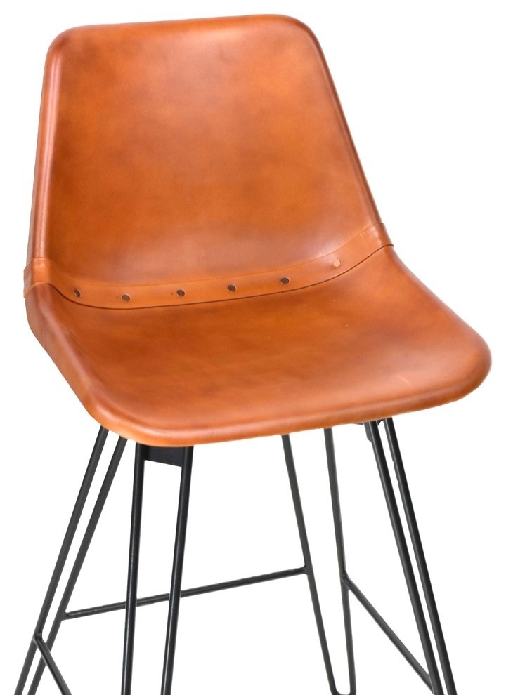 Leather Bucket Chair Industrial Bar, Leather Bucket Chair