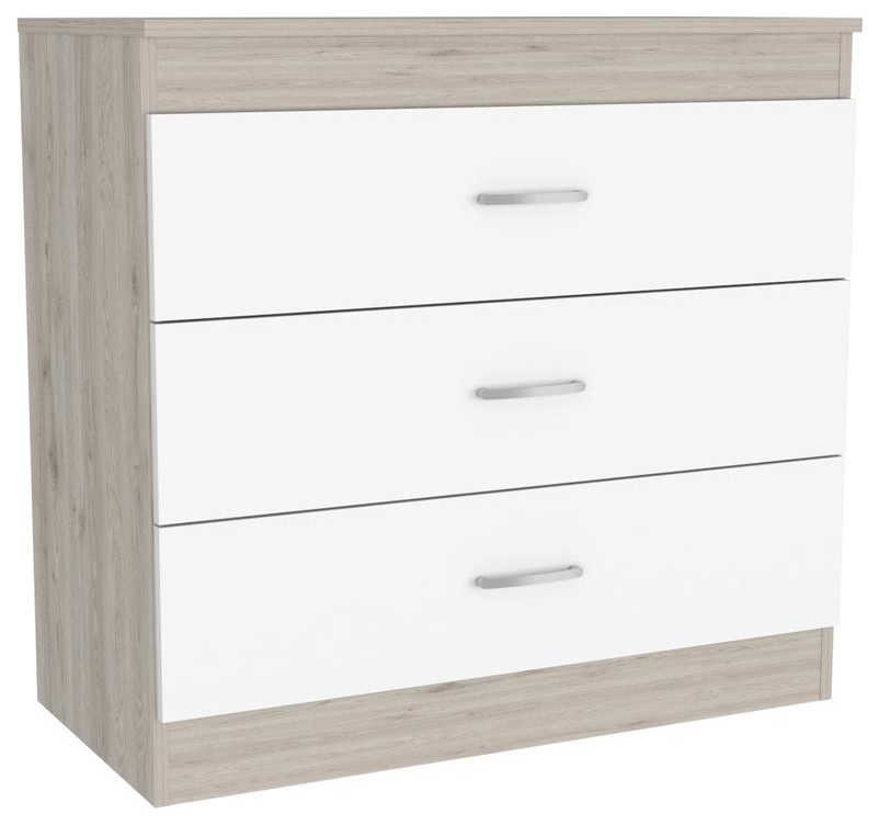 Zurich Three-Drawers Dresser-Light Grey/White