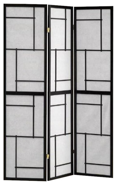 Catania Modern Wood Three Panels Folding Screen Room Divider in Black