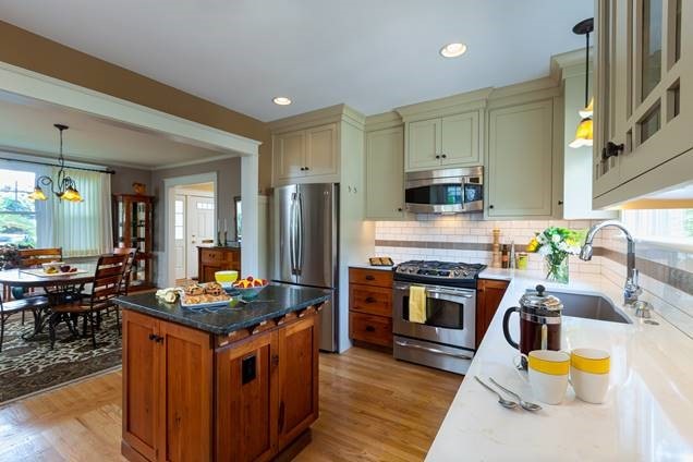 Cherry & Off-white Kitchen with Historic Charm