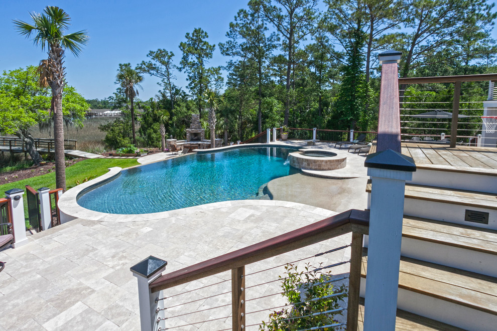 This is an example of a beach style pool in Charleston.