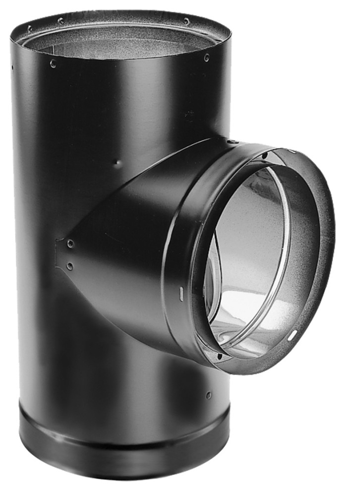 6"Diameter Double-Wall Black Tee With Clean-out Cap