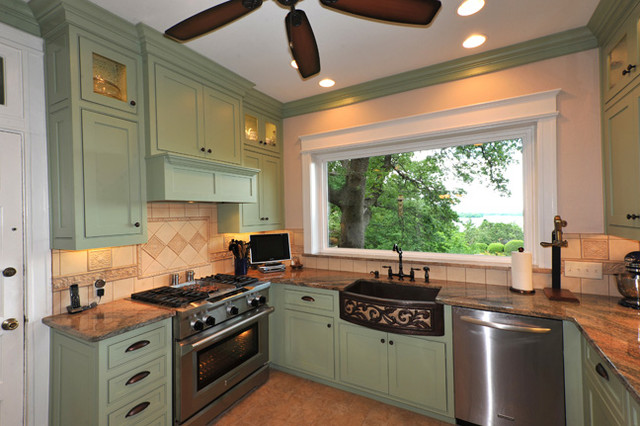 Sage Green Custom Cabinets - Traditional - Kitchen - Dallas - by Chip's