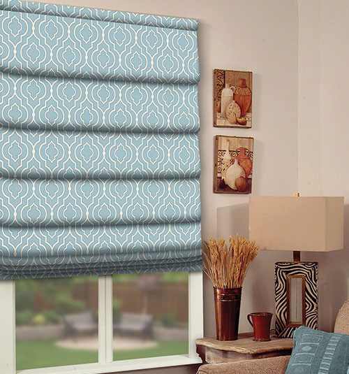Blindsgalore Designer Roman Shades: Moroccan and Damask Print