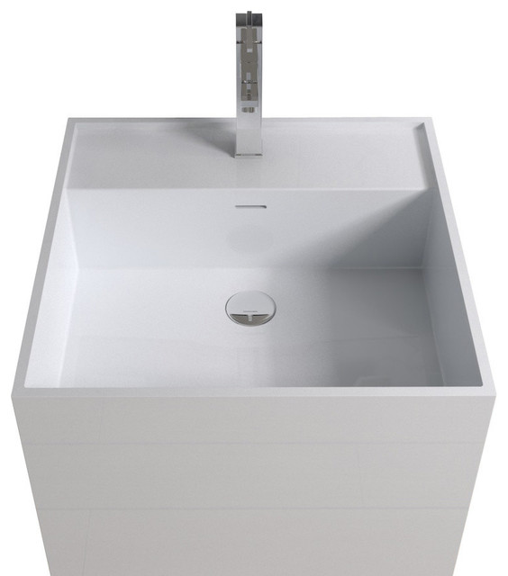 ADM Cubed Freestanding Pedestal Sink, White, 19" Contemporary