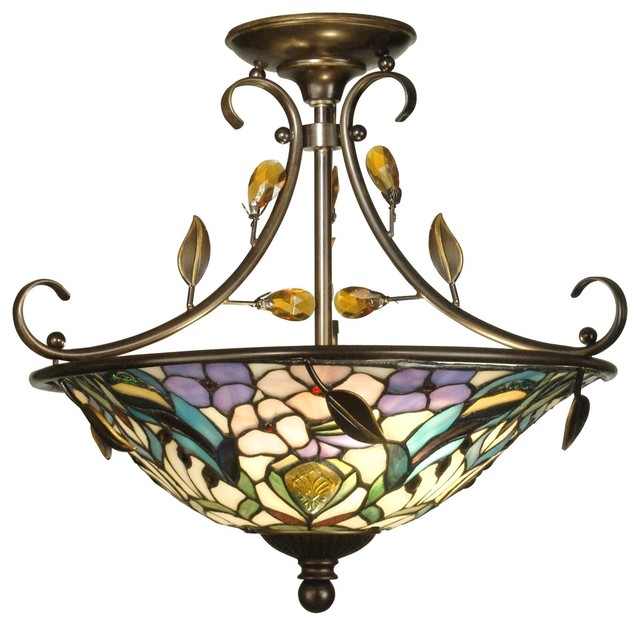 Dale Tiffany 2 Light Peony Crystal Semi Flush Mount In ...