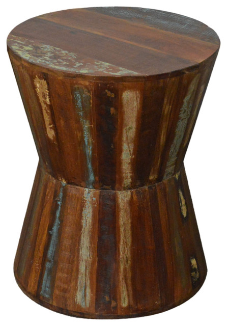 Reclaimed Wood Hourgl Side Table Stool Rustic Tables And Reclaimed Wood Hourgl Side Table Stool