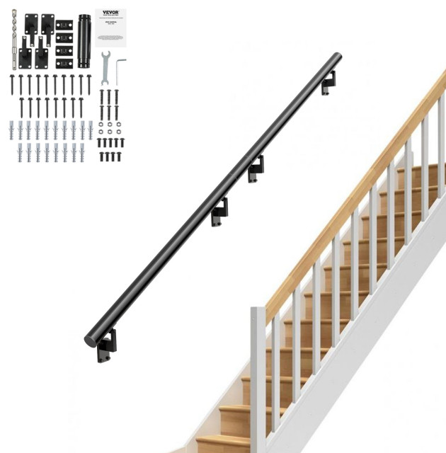 VEVOR 12 ft Wall-Mount Handrail Stair Railing Aluminum Alloy w/ Installation Kit