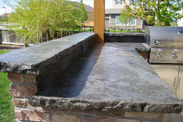 Rustic Outdoor Concrete Countertop Kitchen Rustic Patio