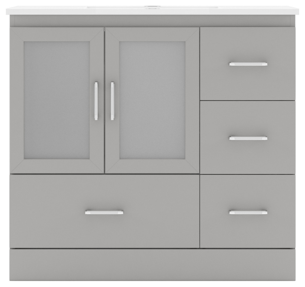 Zola 36" Single Bathroom Vanity in Gray Contemporary