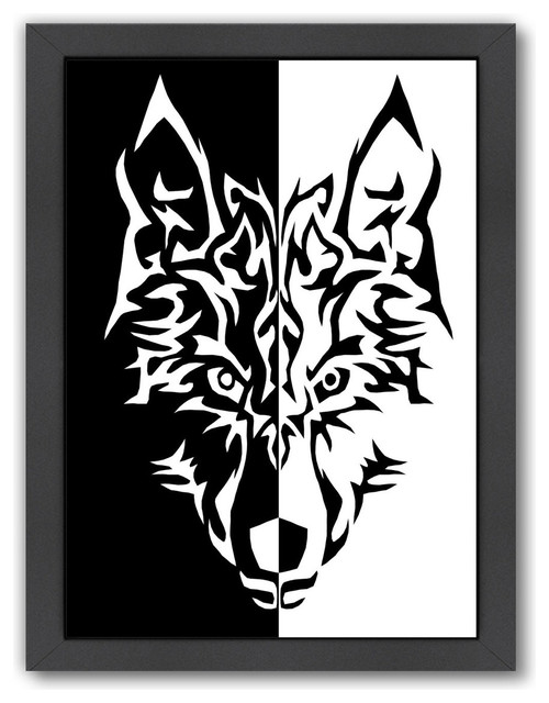 Black White Wolf Animal Wolves - Contemporary - Prints And Posters - by  Americanflat | Houzz