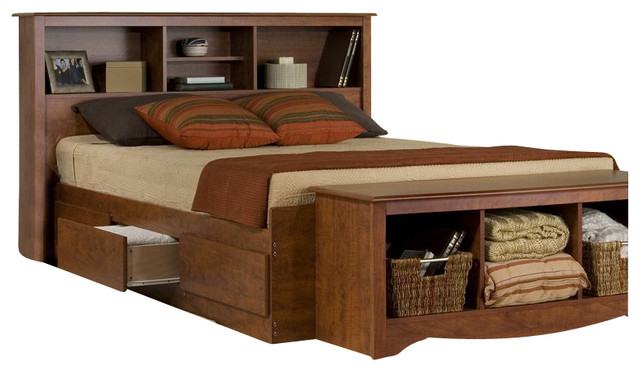 Prepac Monterey Platform Storage Bed Transitional Beds Prepac Monterey Platform Storage Bed Cherry Queen