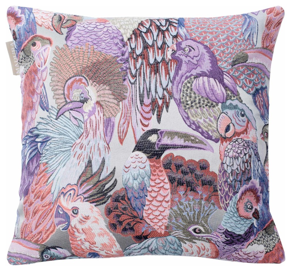 Pillow Cover Jungle Birds, Violet, 15.7"x15.7"
