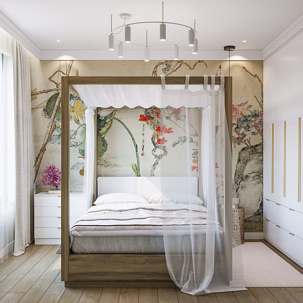 Визуализация спальни с легкими восточными мотивами