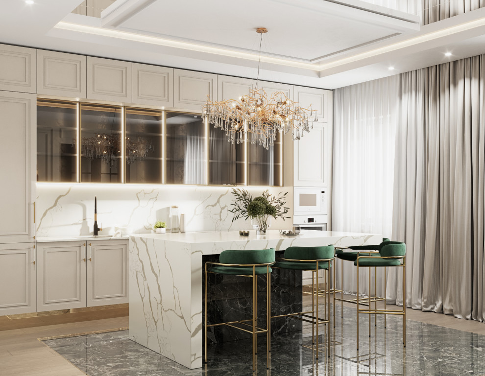 Кухня и отдельная столовая в коттедже