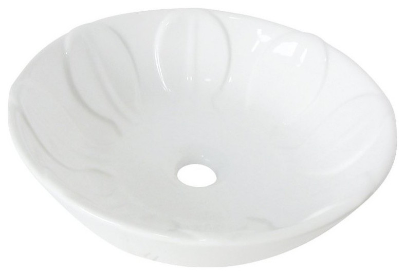 Glover White China Vessel Bathroom Sink without Overflow Hole
