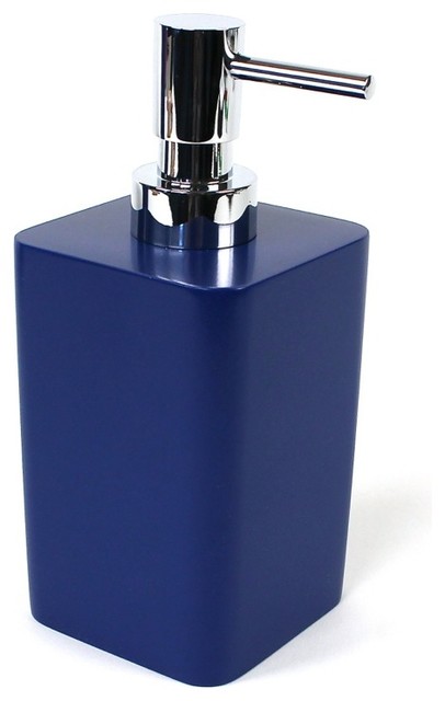 Square Contemporary Soap Dispenser, Blue - Contemporary - Soap & Lotion ...