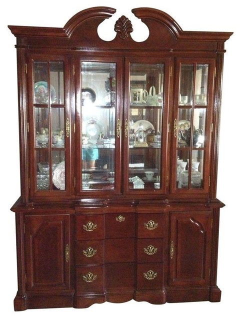 Dark Cherry Wood China Cabinet