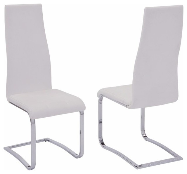 White Faux Leather Dining Chairs With Chrome Legs Set Of 4 Modern White Faux Leather Dining Chairs With Chrome Legs Set Of 4