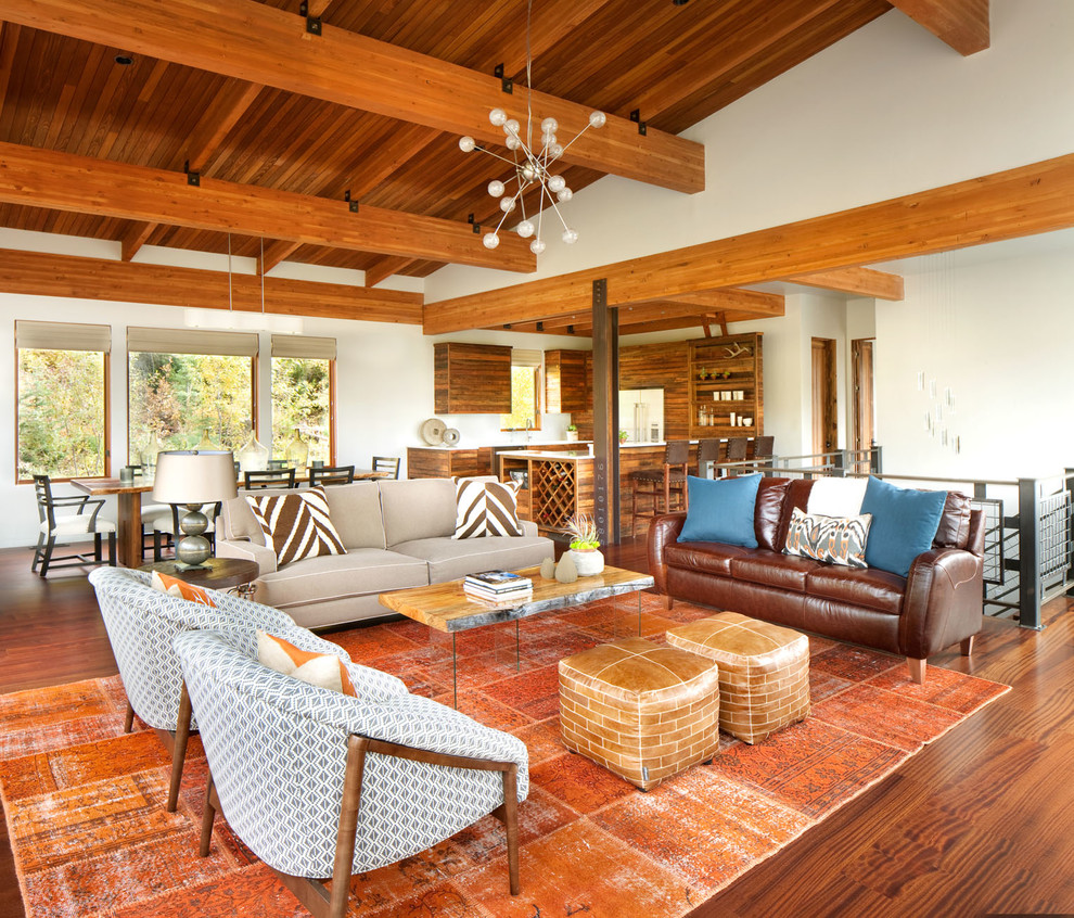 Modern Ski Chalet - Modern ski chalet with walls of windows to enjoy the mountainous view provided of this ski-in ski-out property. Formal and casual living room areas allow for flexible entertaining.
Construction - Bear Mountain Builders
Interiors - Hunter & Company
Photos - Gibeon Photography