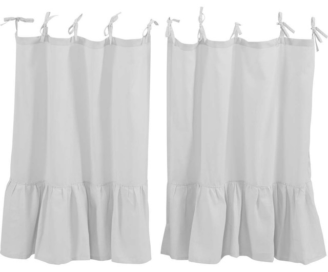 Ellie Gray Tie Top Tier Curtains Set Of 2 36 X36 Traditional Ellie Gray Tie Top Tier Curtains Set Of 2 36 X36 Traditional Valances By Uber Bazaar
