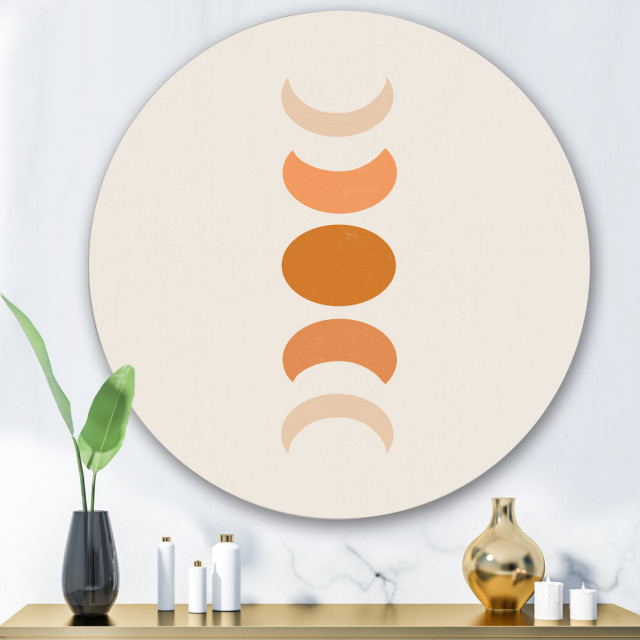 Designart Minimalist Moon Phases Modern Metal Circle Wall Art, 29 ...