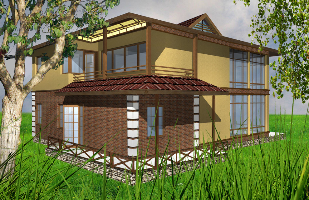 Эскизный проект каркасно-щитового дома в посёлке "Улыбка" Тульской области.