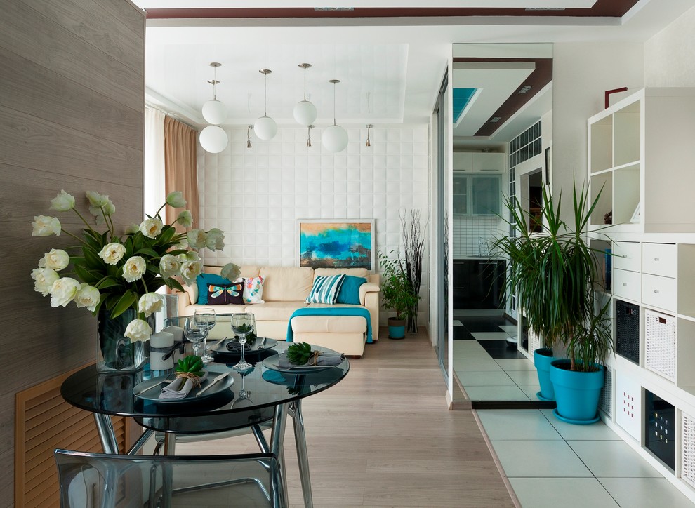 Бирюзовые акценты. Интерьерная фотосъемка квартиры-студии.